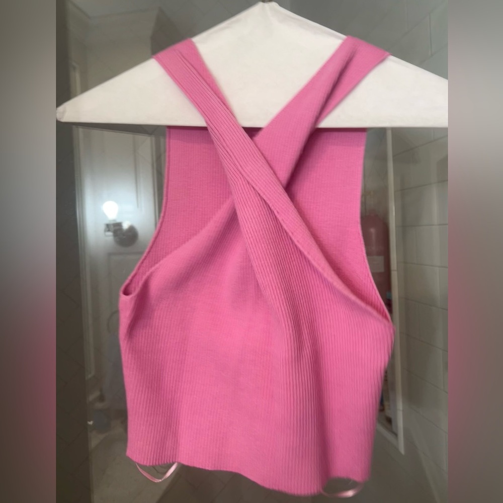 LELIS pink criss cross tank top